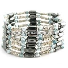 Magnetic Blue Pearl Beaded wrap Bracelets & Necklace 36"